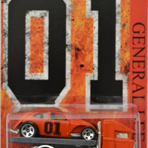 Hot Wheels Fast-Bed Hauler Red Custom-Made with Real Rider Rubber Wheels Limited Edition General Lee 01 Series 1:64 Scale Collectible Die Cast Model Car.