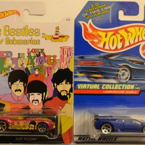 Hot Wheels 2 Cars Bundle Fast Felion The Beatles & Lamborghini Diablo Virtual Collection 1:64 Scale