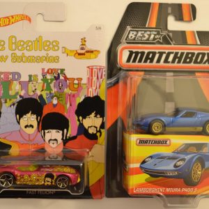 Hot Wheels 2 Cars Bundle Fast Felion The Beatles & Lamborghini Miura P400 S Best of Matchbox 1:64