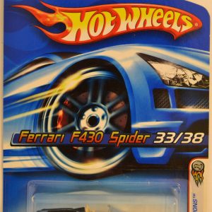 Hot Wheelz Ferrari F430 Spider Black 033 Error (Missing Engine Cover) 2006 First Edition Series 1:64 Scale Die Cast Car