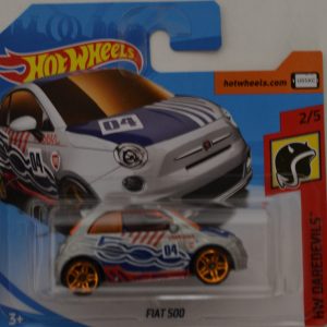 Gray Fiat 500 Wheels HW ‘Daredevils’ International Short Card Series 1:64 Scale Collectible Die Cast Model Car #2/5