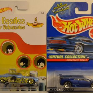 Hot Wheels 2 Cars Bundle Fish’d N Chip’d The Beatles Submarine Series & Lamborghini Diablo Virtual Collection Series 1:64 Scale Collectible Die Cast Model Car