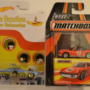 Hot Wheels 2 Cars Bundle Fish’d N Chip’d The Beatles Submarine Series & MBX Porsche 914/6 Best of Matchbox Series 1:64 Scale Collectible Die Cast Model Car