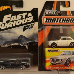 Hot Wheels 2 Cars Bundle Ford GT-40 Fast & Furious & ’65 Alfa Romeo Giula Sprint GTA Matchbox