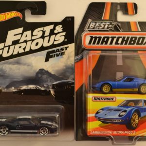 Hot Wheels 2 Cars Bundle Ford GT-40 Fast & Furious & Miura P400 S Best of Matchbox 1:64 Scale