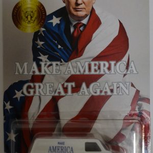 Ford Transit Super Van White Custom-Made Hot Wheels with Redline Real Rider Rubber Wheels Limited Edition Make America Great Again Series 1:64 Scale Collectible Die Cast Model Car.