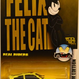 Hot Wheels Compatible Honda CRX Yellow Custom-Made Real Rider Rubber Wheels Felix The Cat Series 1:64 Scale Collectible Die Cast Model Car