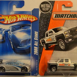 Hot Wheels Compatible Honda Civic SI Gray 47/196 HW 2008 All Stars Series & Matchbox MBX ’14 Chevy Silverado 1500 1:64 Scale Collectible Die Cast Model Car Bundle