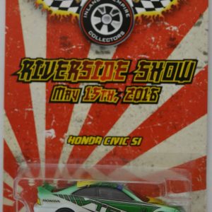 Honda Civic SI Green Custom-Made Hot Wheels Real Rider Rubber Wheels Limited Edition Riversid Show 2016 Series 1:64 Scale Collectible Die Cast Model Car.
