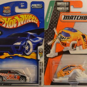 Hot Wheels Compatible Honda Civic Silver 039 HW 2003 First Edition Series & Matchbox MBX Wing Chiller 1:64 Scale Collectible Die Cast Model Car Bundle