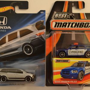Hot Wheels 2 Cars Bundle Honda Odyssey & Dodge Magnum Police Best of Matchbox 1:64 Scale Die Cast