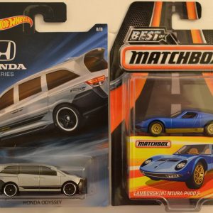 Hot Wheels 2 Cars Bundle Honda Odyssey Honda Series & MBX Lamborghini Miura P400 S Best of Matchbox Series 1:64 Scale Collectible Die Cast Model Car