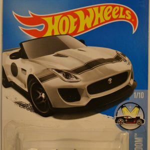 Jaguar F-Type Project 7 White #1CUSTOM-Made Hot Wheels with Real Rider Rubber Wheels HW Showroom Series 1:64 Scale Collectible Die Cast Model Car