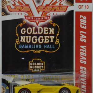 LaFerrari Yellow Custom-Made Hot Wheels with Real Rider Rubber Wheels Limited Edition 2013 Las Vegas Convention Golden Nugget Series 1:64 Scale Collectible Die Cast Model Car.