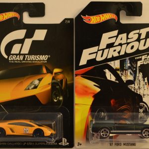 Hot Wheels 2 Cars Bundle Gallardo LP 570-4 Gran Turismo & ’67 Mustang Fast & Furious 1:64 Scale