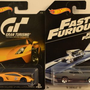 Hot Wheels 2 Cars Bundle Lamborghini Gallardo LP 570-4 Superleggera Gran Turismo Series & HW ’70 Chevelle SS Fast & Furious Series 1:64 Scale Collectible Die Cast Model Car