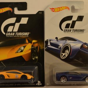 Hot Wheels 2 Cars Bundle Lamborghini Gallardo LP 570-4 Superleggera & ’14 Corvette Stingray Gran Turismo Series 1:64 Scale Collectible Die Cast Model Car