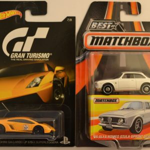 Hot Wheels 2 Cars Bundle Lamborghini Gallardo LP 570-4 Superleggera Gran Turismo Series & MBX ’65 Alfa Romeo Giula Sprint GTA Best of Matchbox Series 1:64 Scale Collectible Die Cast Model Car