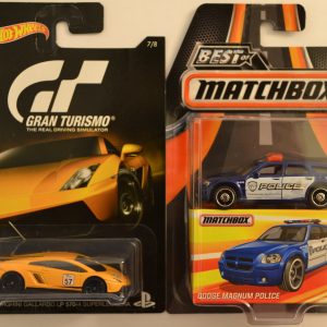 Hot Wheels 2 Cars Bundle Lamborghini Gallardo LP 570-4 Superleggera Gran Turismo Series & MBX Dodge Magnum Police Best of Matchbox Series 1:64 Scale Collectible Die Cast Model Car