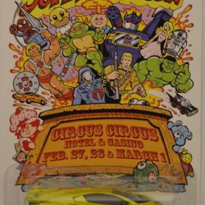 Compatible Lamborghini Veneno Gold-Lime Custom-Made Hot Wheels with Real Rider Rubber Wheels Limited Edition Las Vegas Super Toy Convention 2015 Series 1:64 Scale Collectible Die Cast Model Car