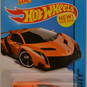 Lambo Veneno Orange Custom-Made Hot Wheels with Whitewall Real Rider Rubber Wheels HW City Series 1:64 Scale Collectible Die Cast Model Car