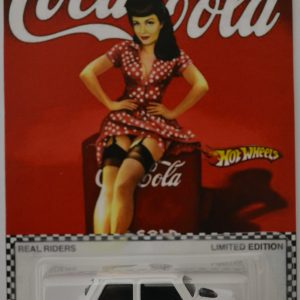 White Morris Mini Custom-Made Hot Wheels with Real Rider Rubber Wheels Limited Edition Coca-Cola Series 1:64 Scale Collectible Die Cast Model Car.