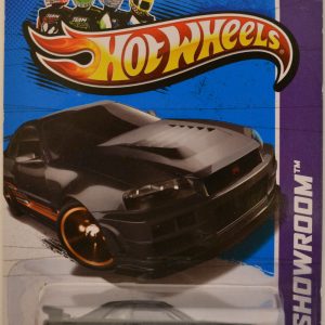 Hot Wheels Nissan Skyline GT-R (R34) Black Custom-Made with Real Rider Rubber Wheels HW Showroom Series 1:64 Scale Collectible Die Cast Model Car