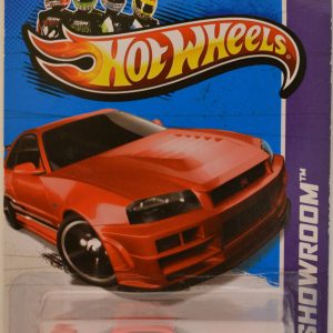 HWCA Nissan Skyline GT-R (R34) Red Custom-Made Hot Wheels with Real Rider Rubber Wheels HW Showroom Series 1:64 Scale Collectible Die Cast Model Car