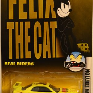 Hot Wheels Compatible Nissan Skyline GT-R R34 Yellow Custom-Made Real Rider Rubber Wheels Felix The Cat Series 1:64 Scale Collectible Die Cast Model Car