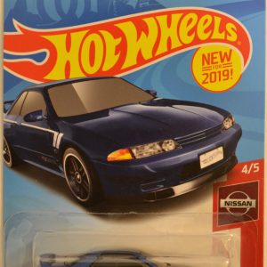 Nissan Skyline GT-R (BNR32) Blue #1 Custom-Made Hot Wheels with Real Rider Rubber Wheels HW Nissan Series 1:64 Scale Collectible Die Cast Model Car