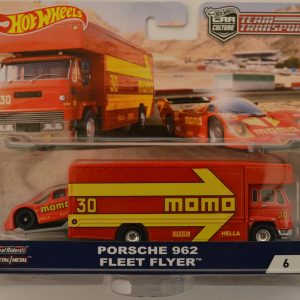 Porsche 962 & Fleet Flyer Red #6 Hot Wheels Team Transport 1:64 Scale Die Cast Model Car Set