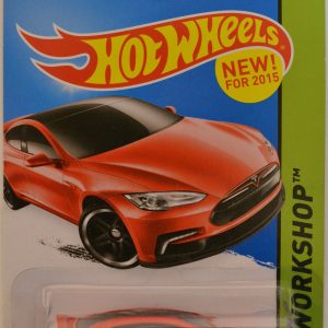 HWCA Tesla Model S Red #217 Custom-Made Hot Wheels with Redline Real Rider Rubber Wheels HW Workshop Series 1:64 Scale Collectible Die Cast Model Car