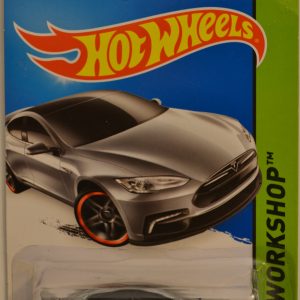 Hot Wheels Tesla Model S Silver HW Workshop Series Custom-Made Collectors Edition 1:64 Scale Collectible Die Cast Model Car with Red Line Real Rider Rubber Wheels
