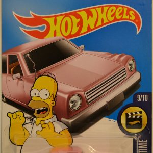 Hot Wheels The Simpson Family Car Pink #112 Custom-Made with Real Rider Rubber Wheels HW Screen Time Series 1:64 Scale Collectible Die Cast Model Car
