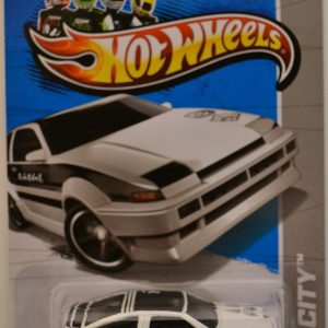Toyota AE-86 Corolla White Custom-Made Hot Wheels with Real Rider Rubber Wheels HW City Series 1:64 Scale Collectible Die Cast Model Car