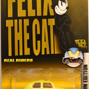 Hot Wheels Compatible Volkswagen Beetle Yellow Custom-Made White Real Rider Rubber Wheels Felix The Cat Series 1:64 Scale Collectible Die Cast Model Car
