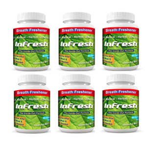 InFresh Bad Breath Chewable Tablets All Natural for Instant Inside-Out Freshness. 6-Pack Special