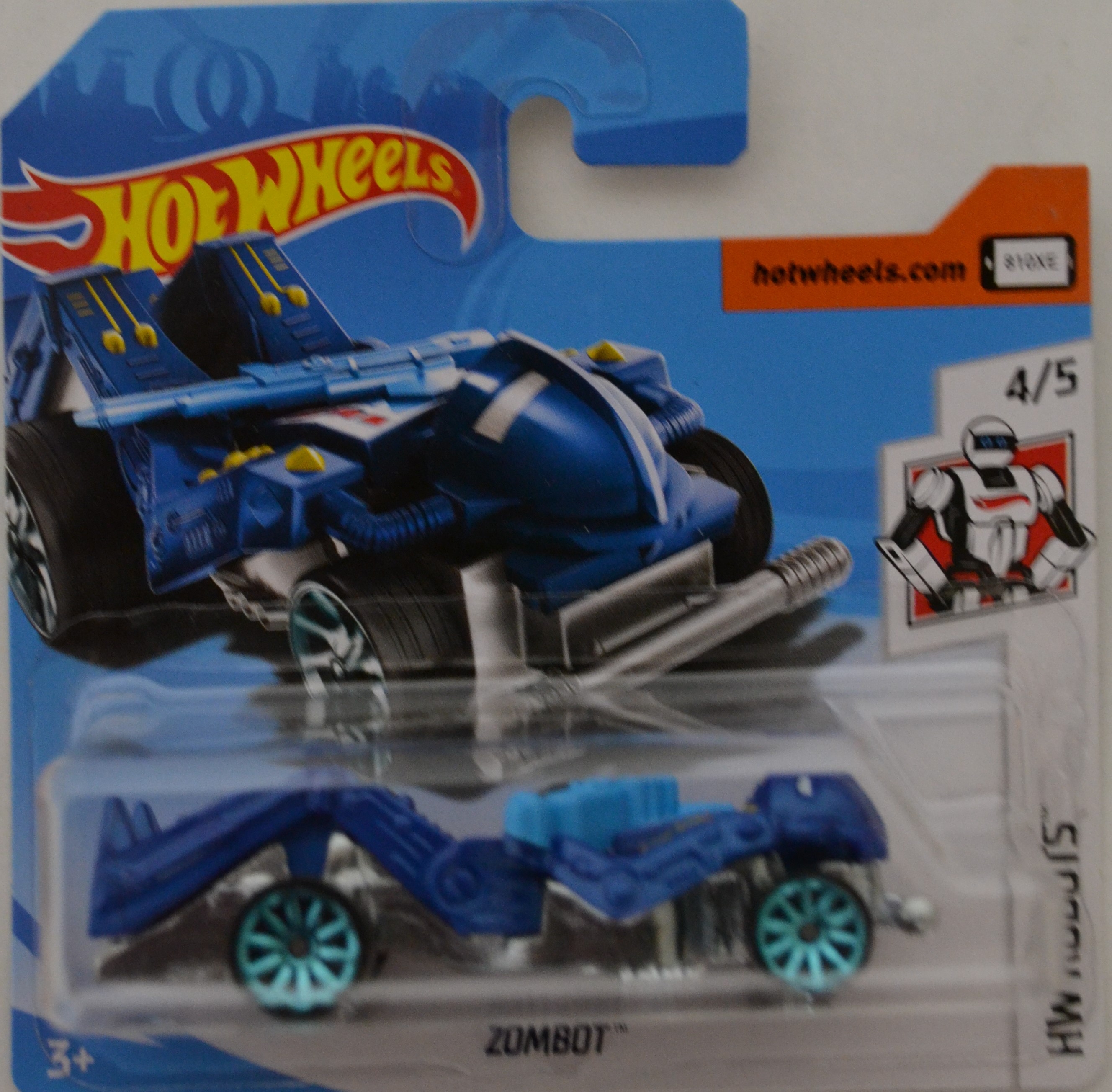 Blue Zombot Hot Wheels HW ‘Robots’ International Short Card Series 1:64 Scale Collectible Die Cast Model Car #4/5